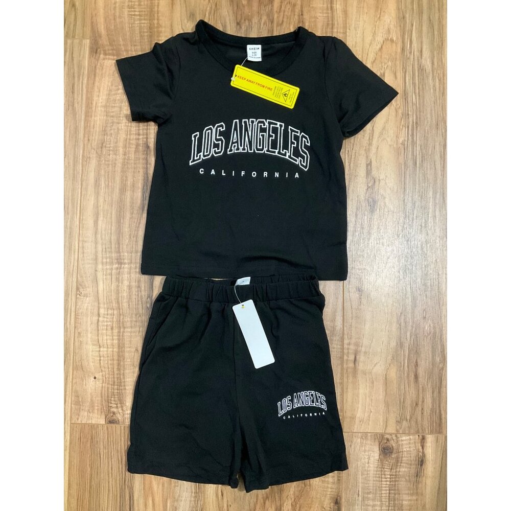 NWT Shein Los Angeles CA T-Shirt and Short Matching Set  2-3yr